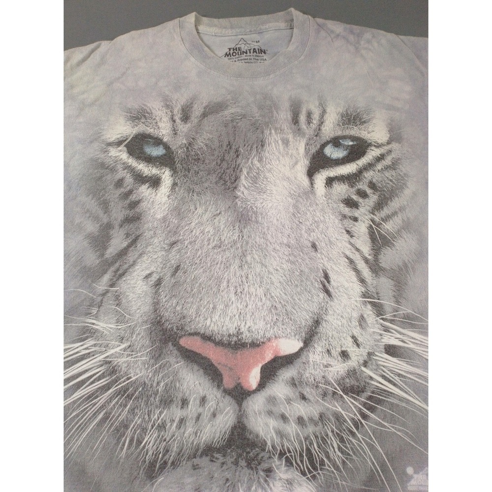 The Mountain White Tiger T Shirt Medium Tie Dye Big Face Nature Earthy Graphic